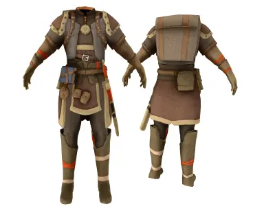Medieval Human Ranger Warrior Explorer Outfit Low-poly 3D model