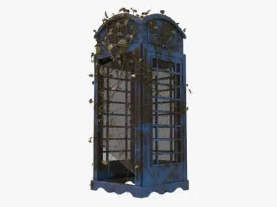 Rusty Telephone Box with Ivy 3D model