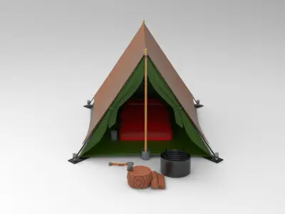 Camp Scene Low-poly 3D model