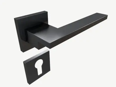 modern door handle with PZ square rose 3D model
