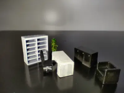 Office furniture for office interiour - H0 Scale  3D print model