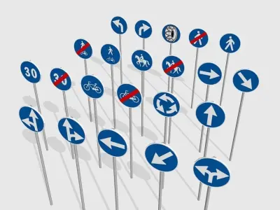 traffic signs Low-poly 3D model buy