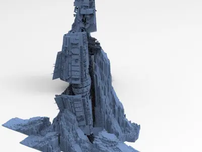Alien Ship on mountain 4 3D model