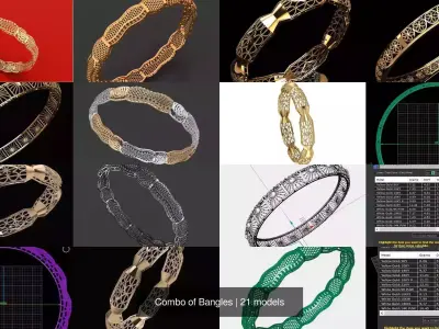 Combo of 21 Bangles 3D Model Pack