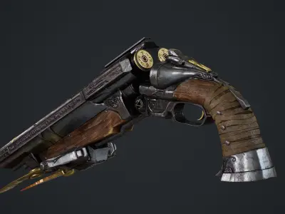 Double Barrel Shotgun Low-poly 3D model