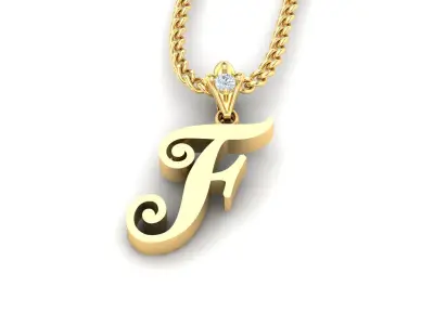 Alphabet V3 Light Gold  Font Pendant F 3D print model