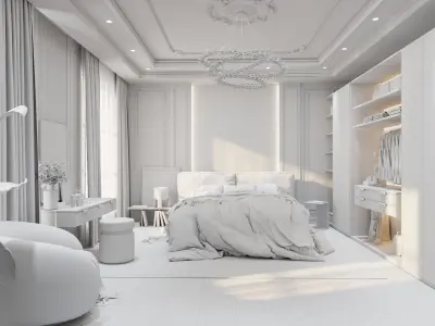 bedroom interior full scene 3D model 3D model
