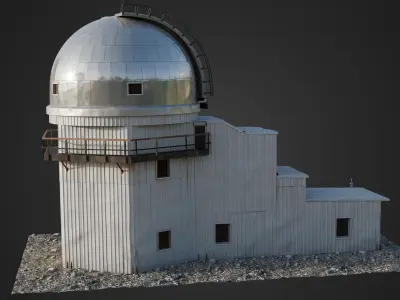 Realistic Astronomical Observatory 3D Model Metallic Dome 3D model