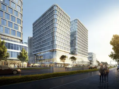 Modern Waterfront Mixed-Use Masterplan with Office Towers 3D model