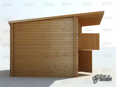 Stables wooden shed with roof Low-poly 3D model