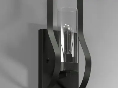 Light Dimmable Antique Black Armed Sconce-High poly  3D model