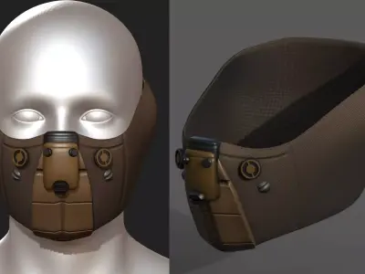 Gas mask respirator scifi futuristic 3d  Low-poly 3D model 19