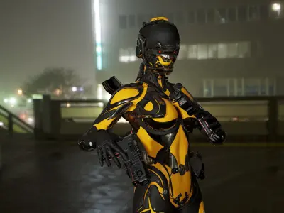 Robot Girl Low-poly 3D model