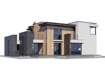 Modern house with floor plans 3D model