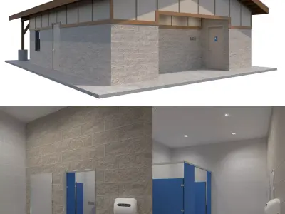 Public Building-002 Restroom With Interior 3D model