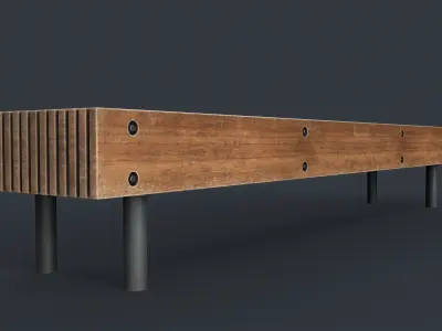 Modern Outdoor Bench 50 PBR Game Ready Low-poly 3D model
