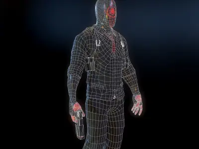 Cyberpunk detective Low-poly 3D model