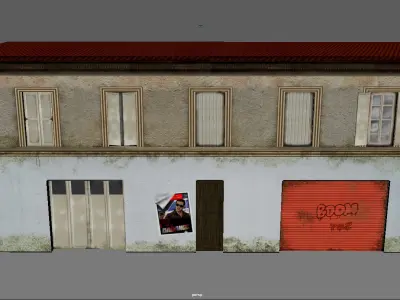 Lowpoly Building with garage Low-poly 3D model