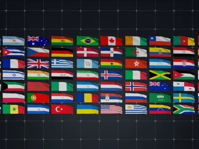 National Flag Pole - Animated 3D model