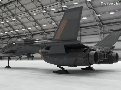 Black Futuristic Fighter Spaceship 3D model