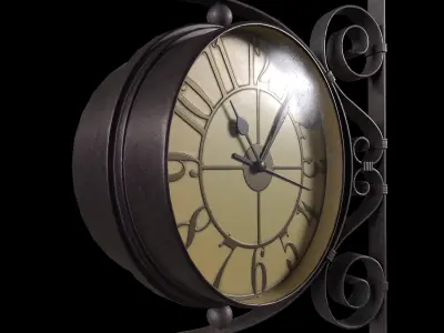 Street pendant clocks New York Low-poly 3D model