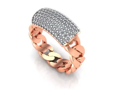0127 - Cuban Chain Ladies Ring 3D print model