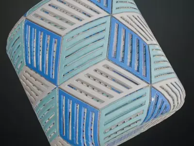 Geometric Hex-Tile Slotted Metal Grill PBR Seamless Texture