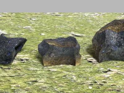 game ready stones three rocks Low-poly 3D model