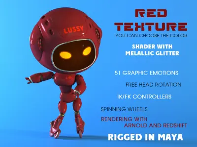 Robot Lussy - rigged character Low-poly 3D model