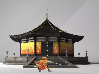 Zenitsu Temple - Demon Slayer architecture 3D model