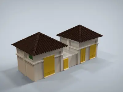 House set two lego houses with roofs Low-poly 3D model