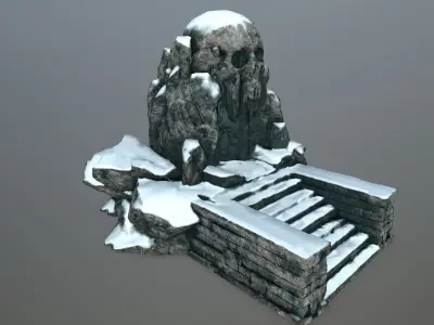 skull cave Low-poly 3D model