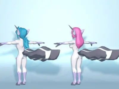 Acheron Unicorn Nude Low-poly 3D model