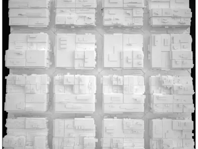 City scape Architecture Exterior Building Road Futuristic Low-poly 3D model