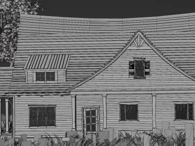 American Style Cottage Exterior 03 Low-poly 3D model