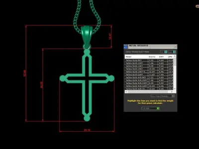 High Cross Pendant Light Gold 18K 4CP025 3D print model