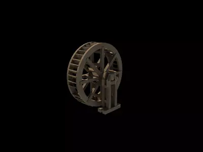 wooden water wheels 04 3D model