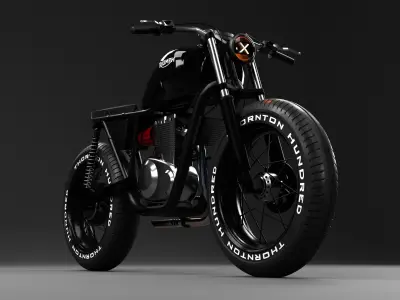 Custom Triumph Cafe Racer 3D Blender File And FBX OBJ MTL 3D model