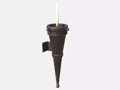 Medieval Torch Low-poly 3D model 6