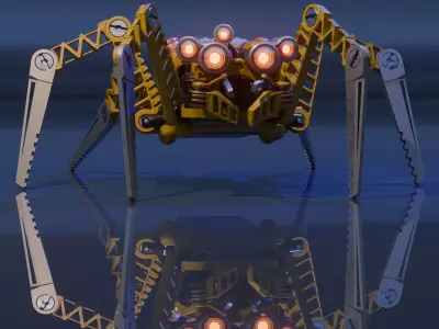 Mechanical Spider Robot  Low-poly 3D model