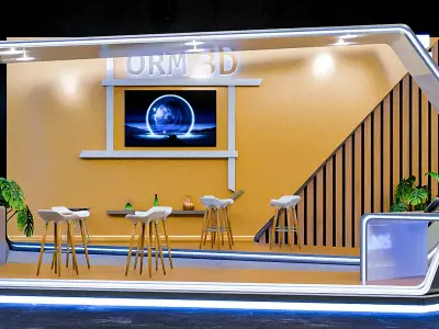 Minimalistic Futuristic Booth Design Exhibition in Blender 3D model