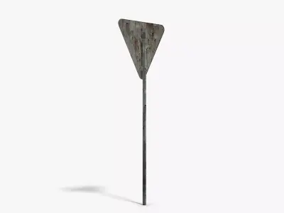 Damaged Give Way Sign Low-poly 3D model