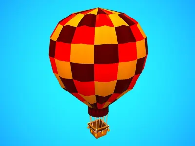 HOT AIR BALLOON CARTOON STYLIZED 07 Low-poly 3D model