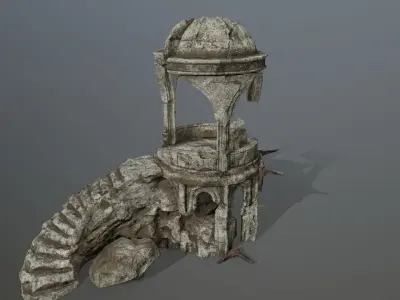 old temple  Low-poly 3D model
