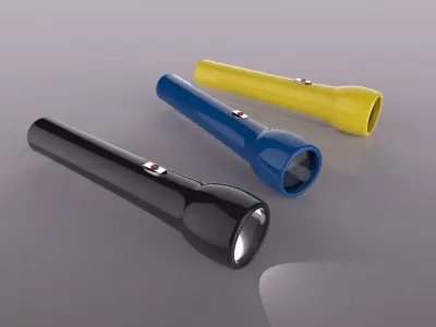 Flashlight three different colored flashlights Low-poly 3D model