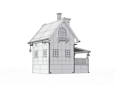 Stylized Modern House 01 Low-poly 3D model