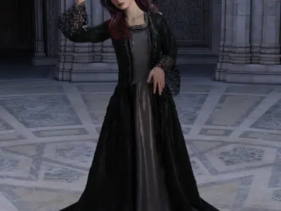 Victorian Gown Set 3D model