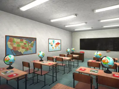 School - full pack Low-poly 3D model