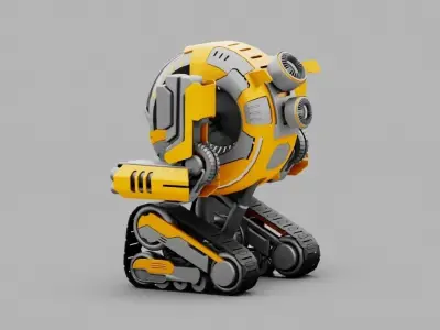 Combat robot rigged character 3D model