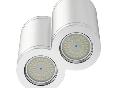 Double Metal Cylindrical Light 3D Model 3D model